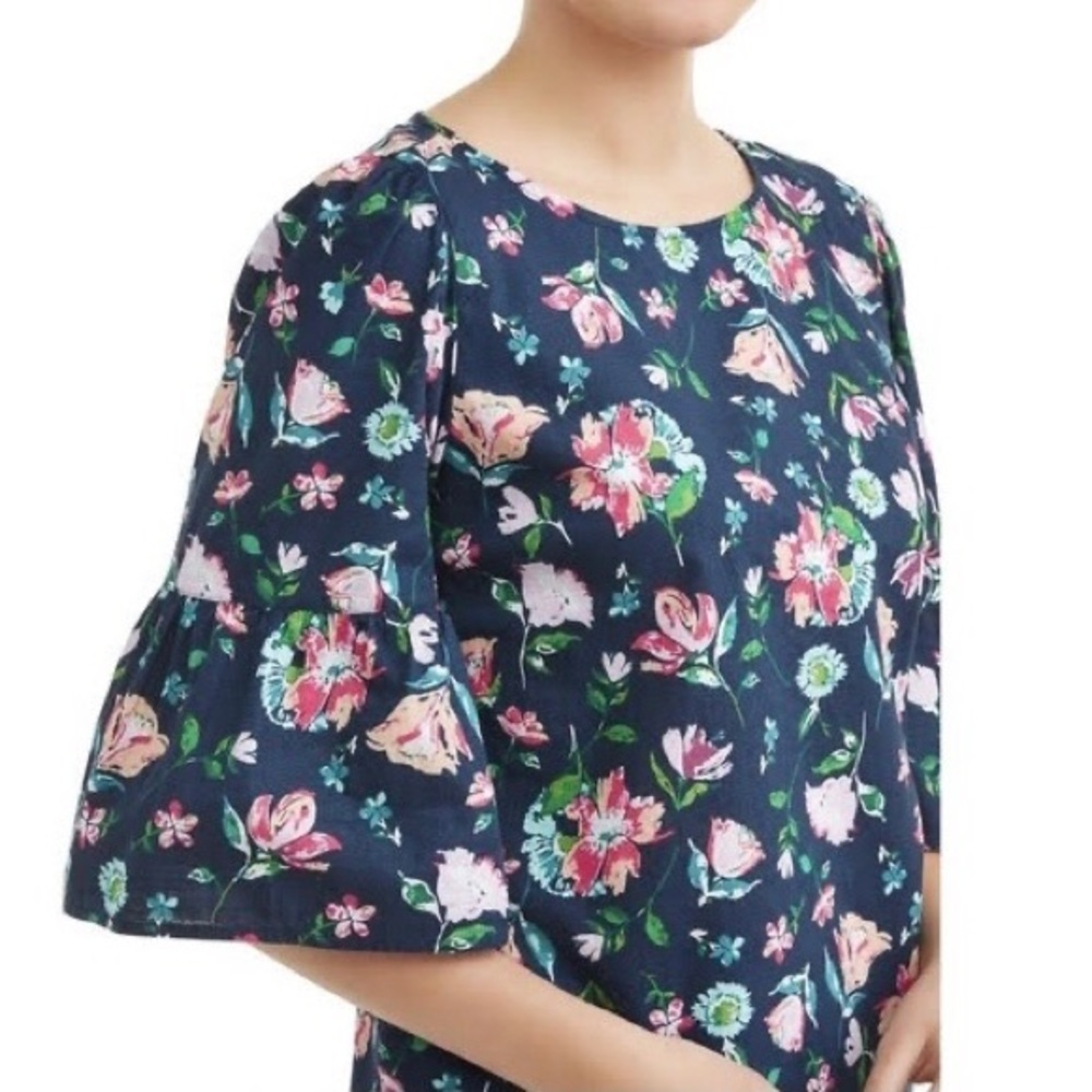 Ruffle Elbow Sleeve Blouse, Floral